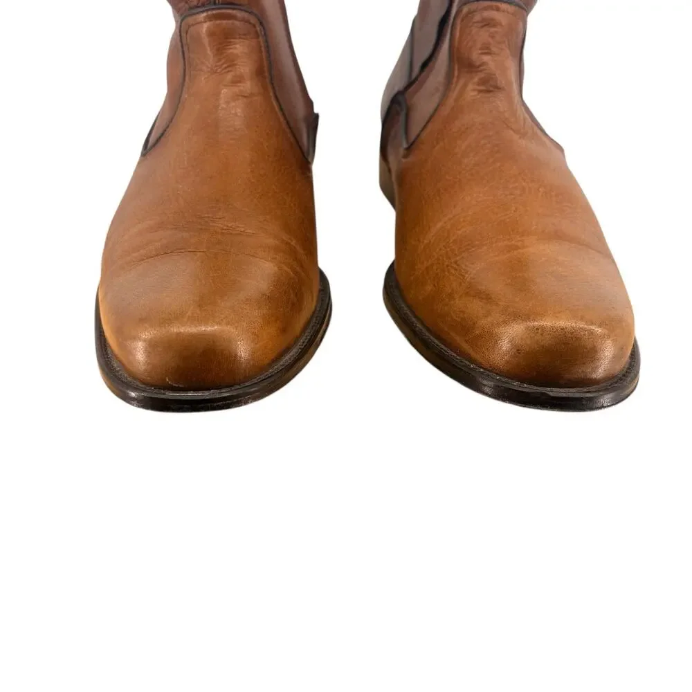 Franco Cuadra Brown Genuine Deerskin Pebbled Leather Zip-Up Ankle Boot Sz 28.5